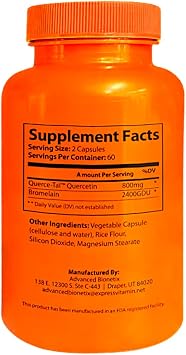 Advanced Bionetix Querce-TalTM Quercetin + Bromelain 120 Veg Capsules | High Potency Enhanced Absorption Bioavailability. Supports Anti-Oxidant, Flare up Events, Heart Immune Health, Packaging May Vary