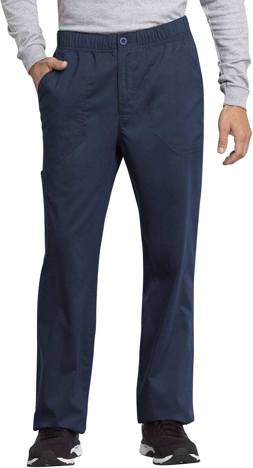 Cherokee Cargo Scrub Pants for Men with Mid Rise Straight Leg Zip Fly WW250AB