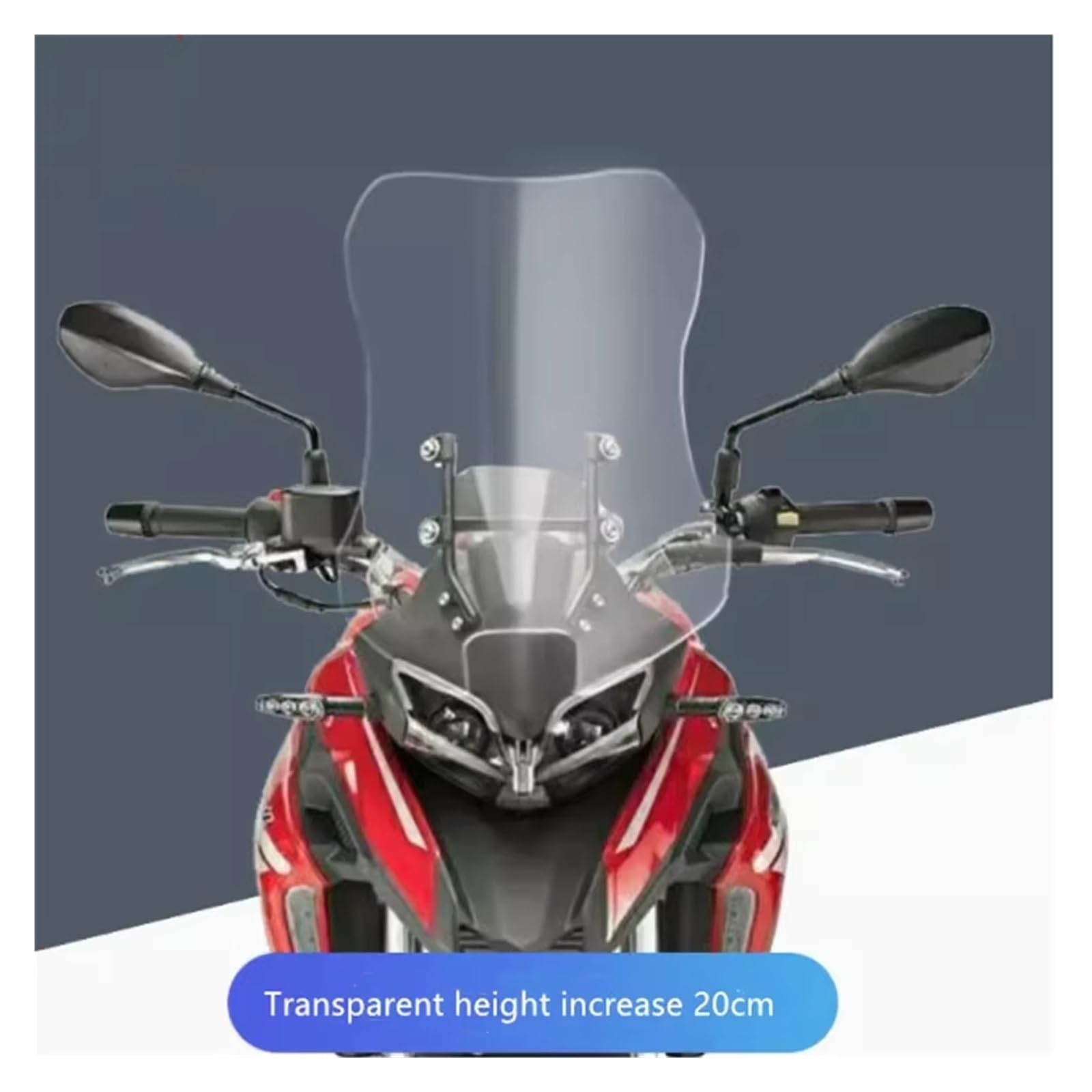 Cupolino Moto Per Benelli TRK251 Per TRK 251 Trk251 Trk251 Parabrezza Per Moto Paravento Per Moto(Gray Increase 10cm)
