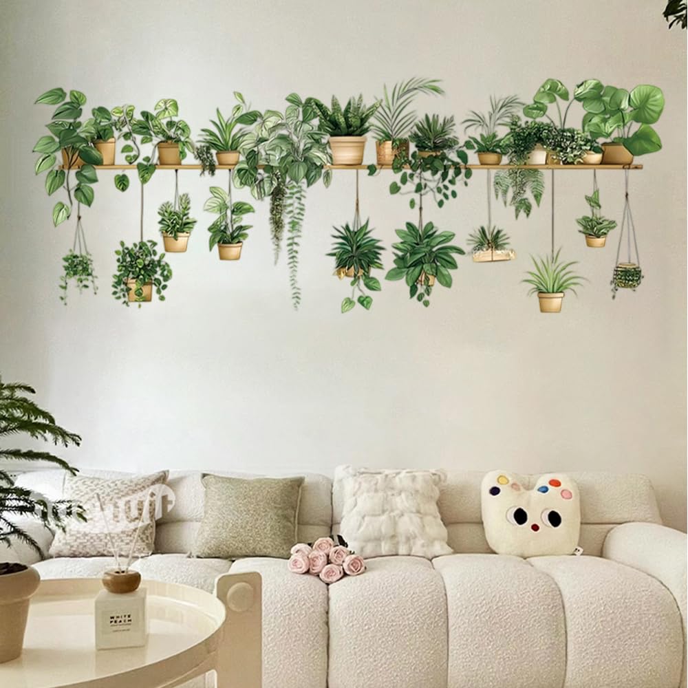 Tropical Fleurs Stickers Muraux Plante Autocollant Décoratifs, Sticker Mural Plante Tropicale