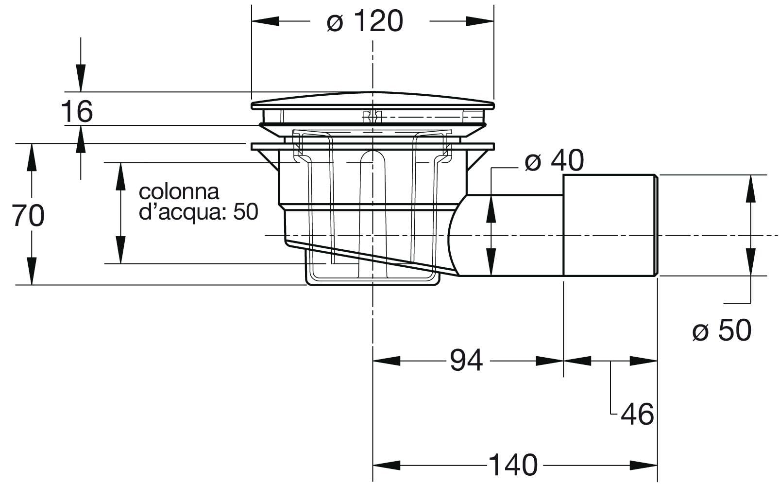 Kiamami Valentina - Bonde de vidange pour receveurs de douche minces 90mm