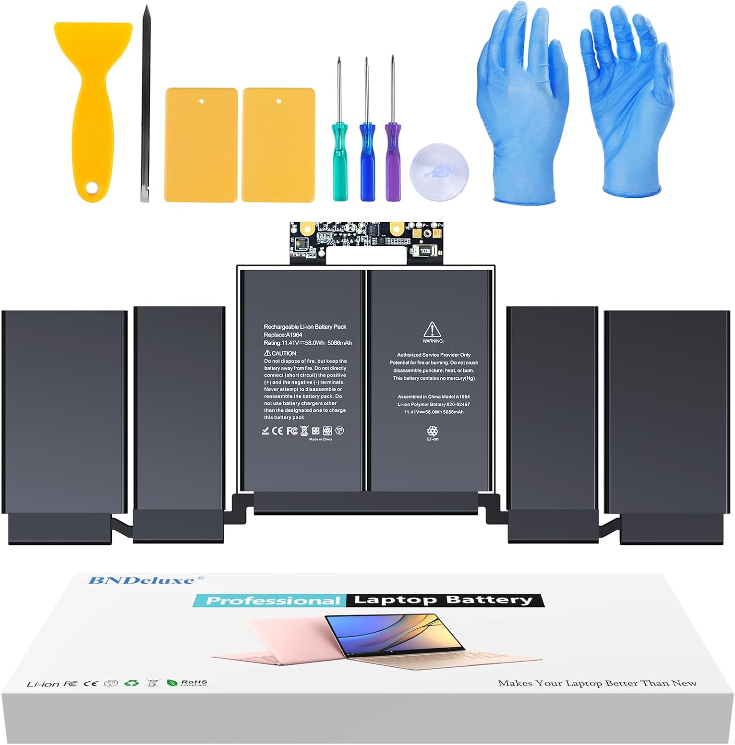 A1964LaptopBattery Replacement, A1989Battery for MacBook Pro 13" A1989 (Mid 2018 2019) A2251(2020 Release) EMC 3214 3358 3348 MR9Q2LL/A MR9R2LL/A MR9T2LL/A MR9U2LL/A MR9V2LL/A MV962LL/A MV9A2LL/A