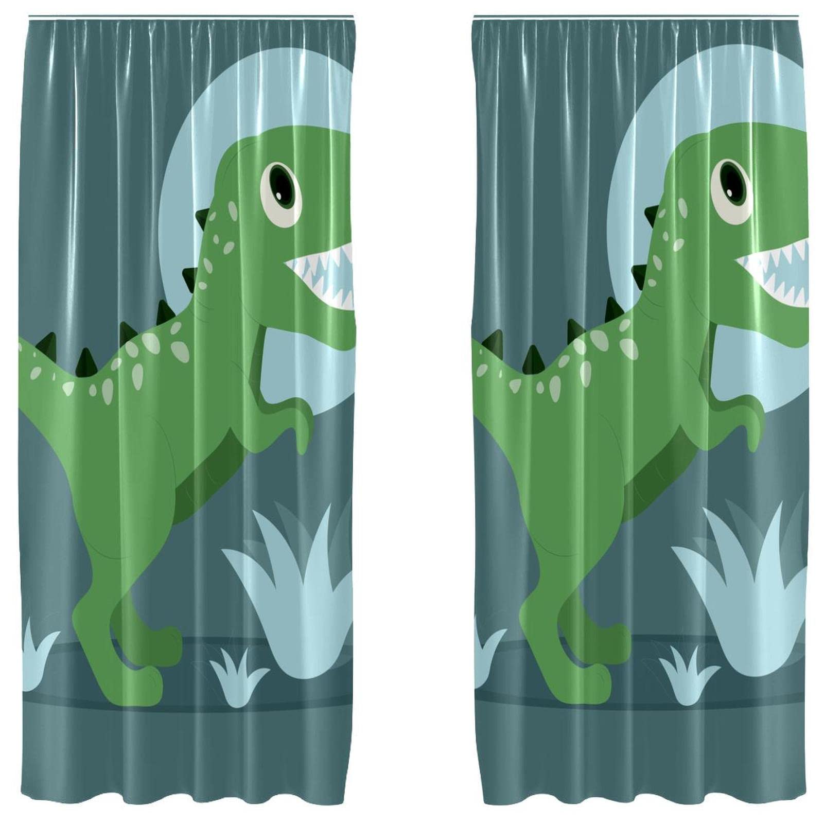 Rideaux de fenêtre dinosaure Mesa De Trabajo 139.7 x 213.4 cm voilage vert décoratif