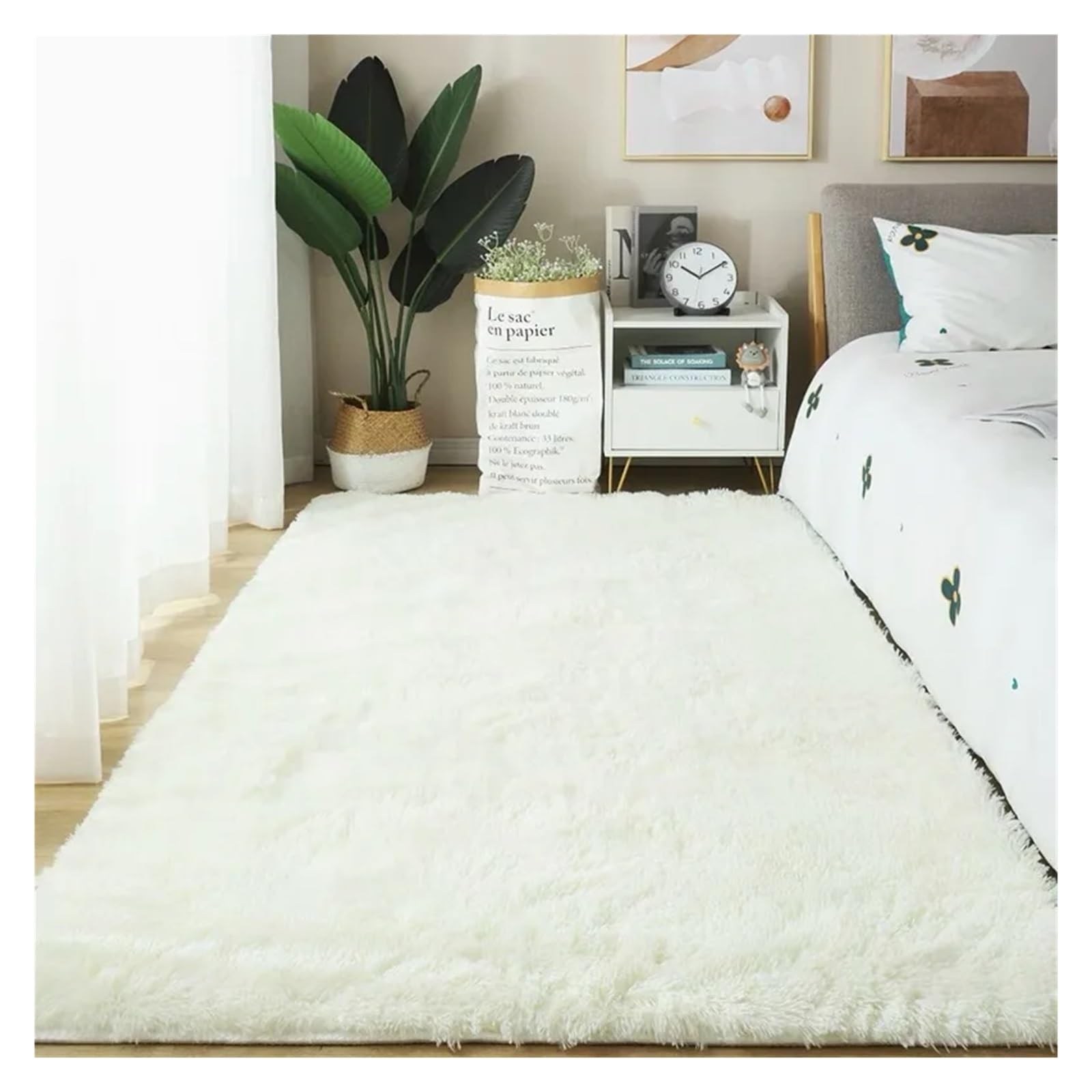 Tapis en peluche pour la maison grand format antidérapant et doux