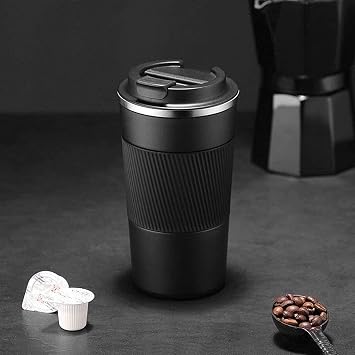 Coffee Cup, Vacuum Reusable Leakproof Double Wall Coffee Cup, Insulation Stainless Steel Eco-Friendly Travel Office Mug for Hot Coffee Tea and Cold Drinks, 17oz/500ml, Green