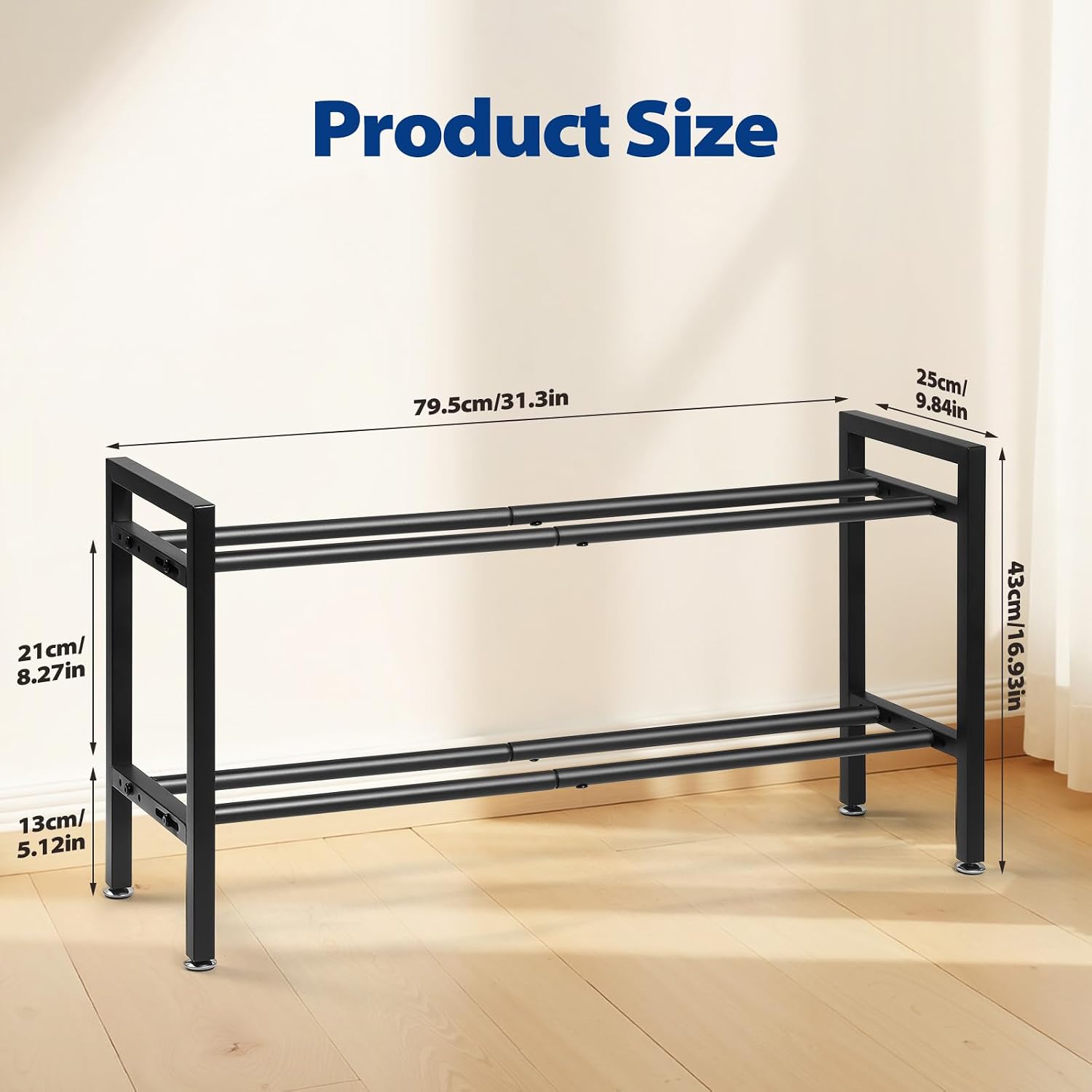 31" Adjustable 2-Tier Dumbbell Rack, Home Gym Weight Storage Rack, 250 lbs Capacity (Rack Only)