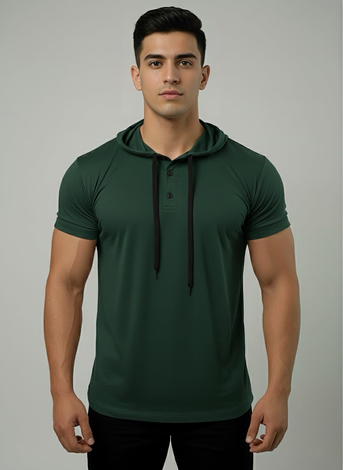 Apparel Men’s Hooded T-Shirt | Short Sleeve Solid Hoodie Tee | Regular Fit Casual Wear (L–2XL)-image-26