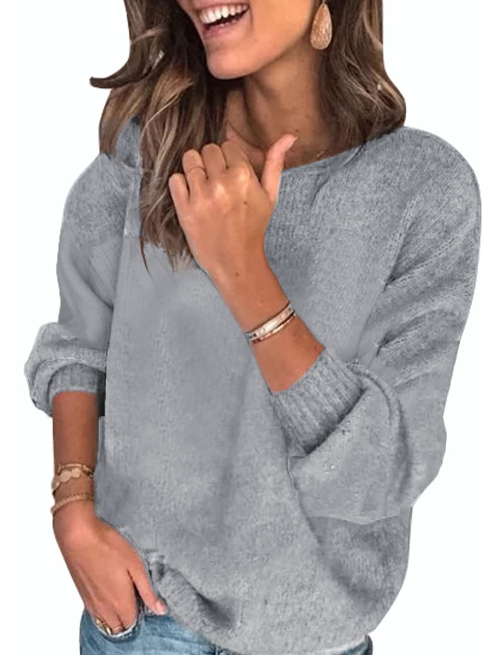 UMIPUBO Maglione Donna Chic Oversize Maglione a Maglia Colorblock Morbido Righe Pullover Casual Knitted Bluse Manica Lunga Moda Girocollo Tops Maglieria per Autunno Inverno Felpe Ragazza