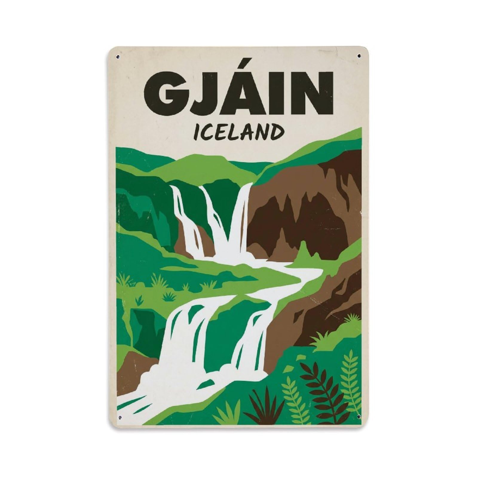 Gead 8X12inch Style Vintage Travel Gjain Iceland Valley Metal Tin Sign