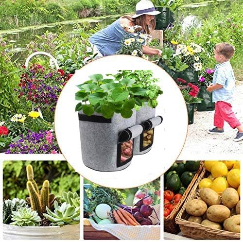 Miniatura 6 de Miweel Paquete de 2 bolsas de cultivo de papas de 4 galones, bolsa de maceta resistente, bolsas de cultivo gruesas para jardín con asas y ventana de