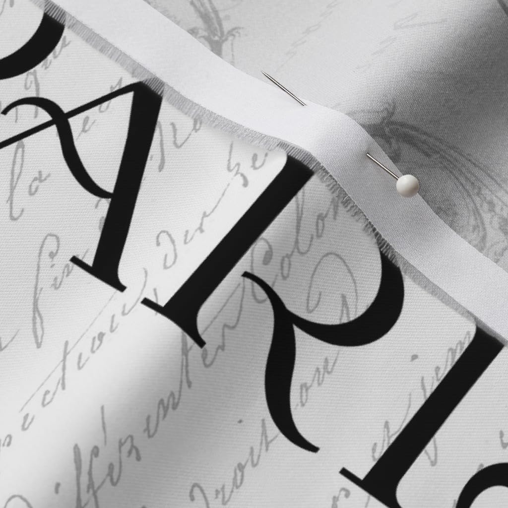 Spoonflower Fabric - Paris French Black White Victorian Printed on Organic Cotton Sateen Fabric by The Yard - Sewing Quilting Apparel Home Decor