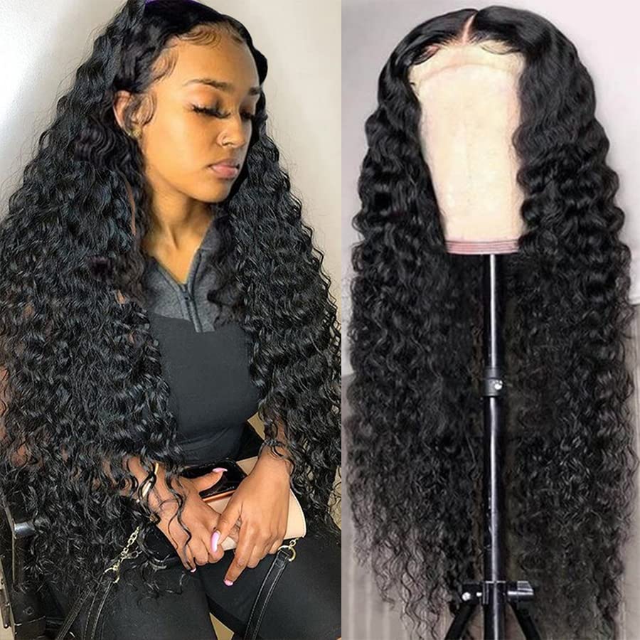 Hedy Glueless Lace Front Wigs Human Hair Deep Wave Pre Plucked,Brazilian 150% Density Deep Curly Human Hair Wigs for Black Women 9A 4x4 Lace Closure Wigs with Baby Hair Natural Hairline 18 Inch