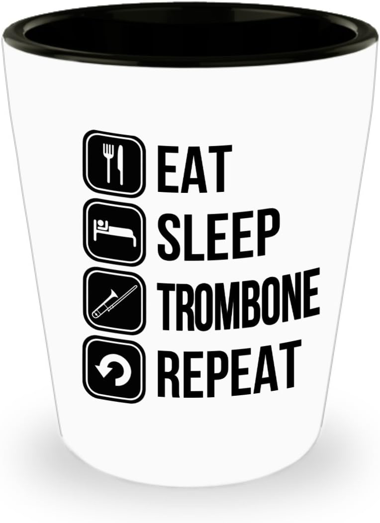 Trombone Player Gifts Eat Sleep Trombone Repeat Shot