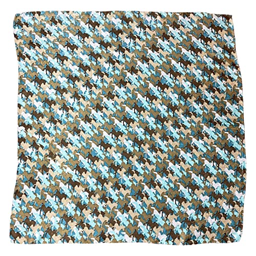 Wyoming Traders Jacquard Cowboy Wild Rag 100% Silk Scarf Bandana Multiple Colors L 34.5" And Xl 42" (Blue Camo Horse, 34.5") #TOP1