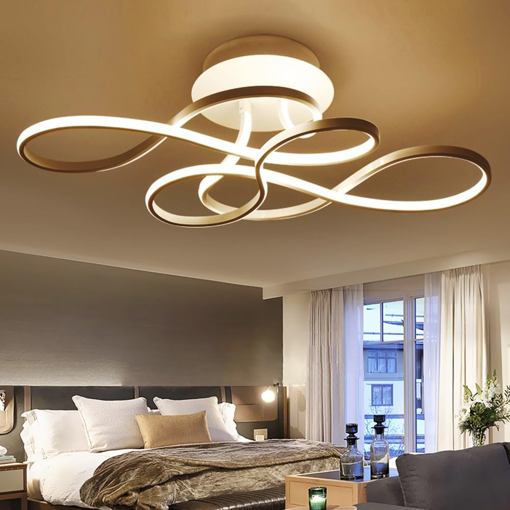 Oświetlenie Sufitowe LED Ściemnialna Lampa Sufitowa Salon Nowoczesny Ze Zdalnym Sterowaniem Złoty Akrylowy Projekt Sufitowy Reflektor Sypialnia Jadalnia Restauracja Kuchnia Dekoracyjne (Size : 70cm)