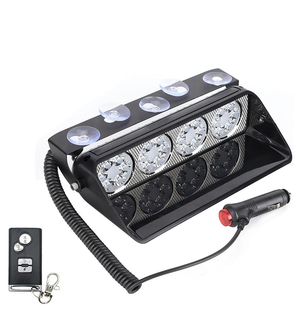 Image of AutoBizarre 12V Car Dash Emergency Warning Strobe Red Blue Flasher Windshield Sucker LED light With Multiple Flashing Modes For All Cars, Emergency Vehicles, etc. (24 LED Red Blue With Remote)