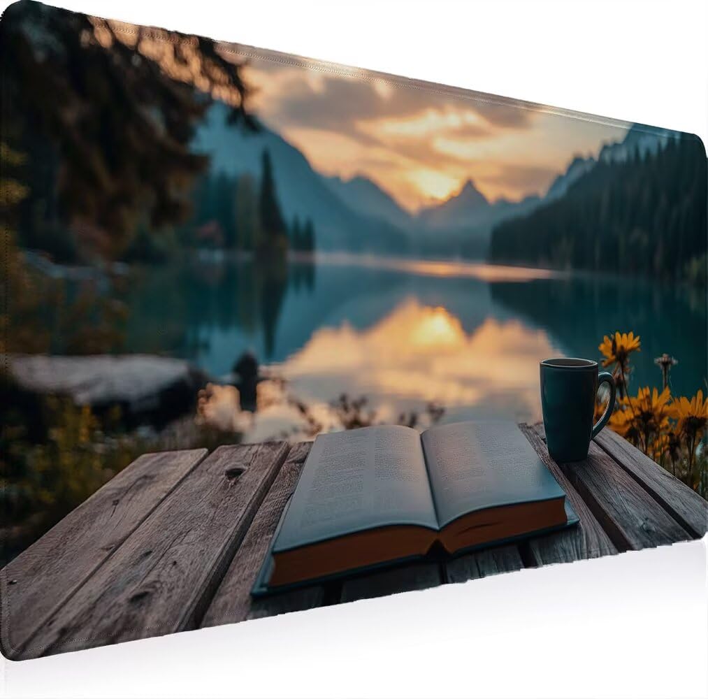 Duża podkładka pod mysz XXL, 1500 x 800 mm, gamingowa podkładka pod mysz, szwy, antypoślizgowa, gumowa podstawa, gładka powierzchnia, wodoodporna i Ianglebig podkładka na biurko, do biura (książki