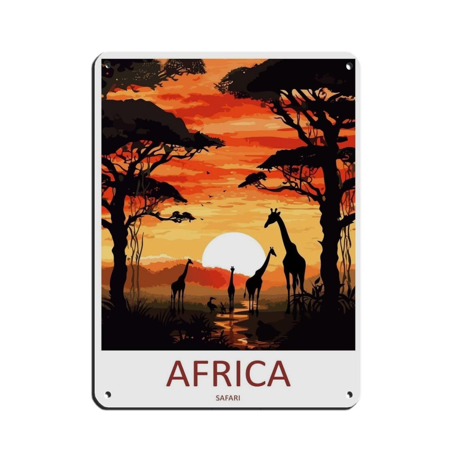 Africa Travel Art Africa Home Décor Retro Poster Metal Tin Sign Chic Art Retro Iron Painting Bar People Cave Cafe Family Garage Poster Wall Decoration 12x16inch(30x40cm)