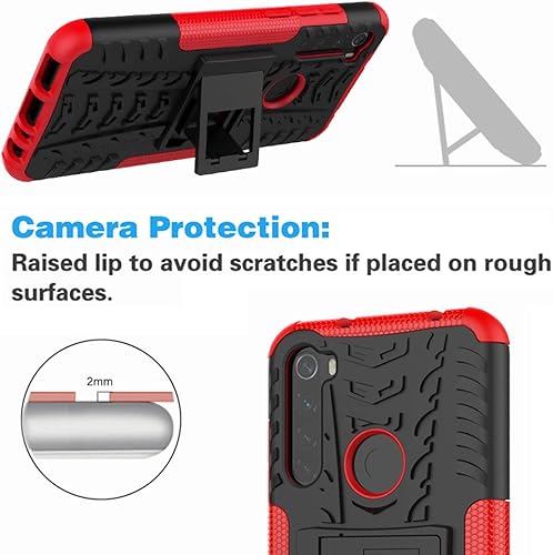 Miniatura 5 de Funda de teléfono para Xiaomi Redmi Note 8T con protector de pantalla de vidrio templado y soporte Soporte rígido resistente híbrido protector