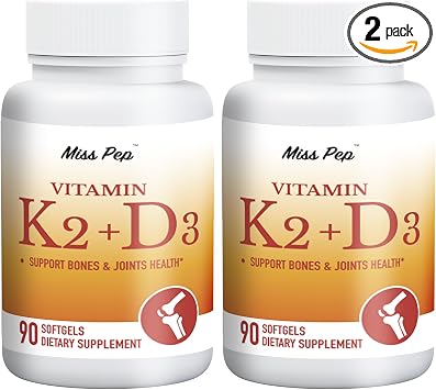 Vitamin D3 K2,5000 Iu D3 and 100 Mcg K2 Mk-7,with Sunflower Oil Softgels,Easy to Absorb and Swallow D & K Complex,Supports Immune Support 2 Bottle,180 Softgels