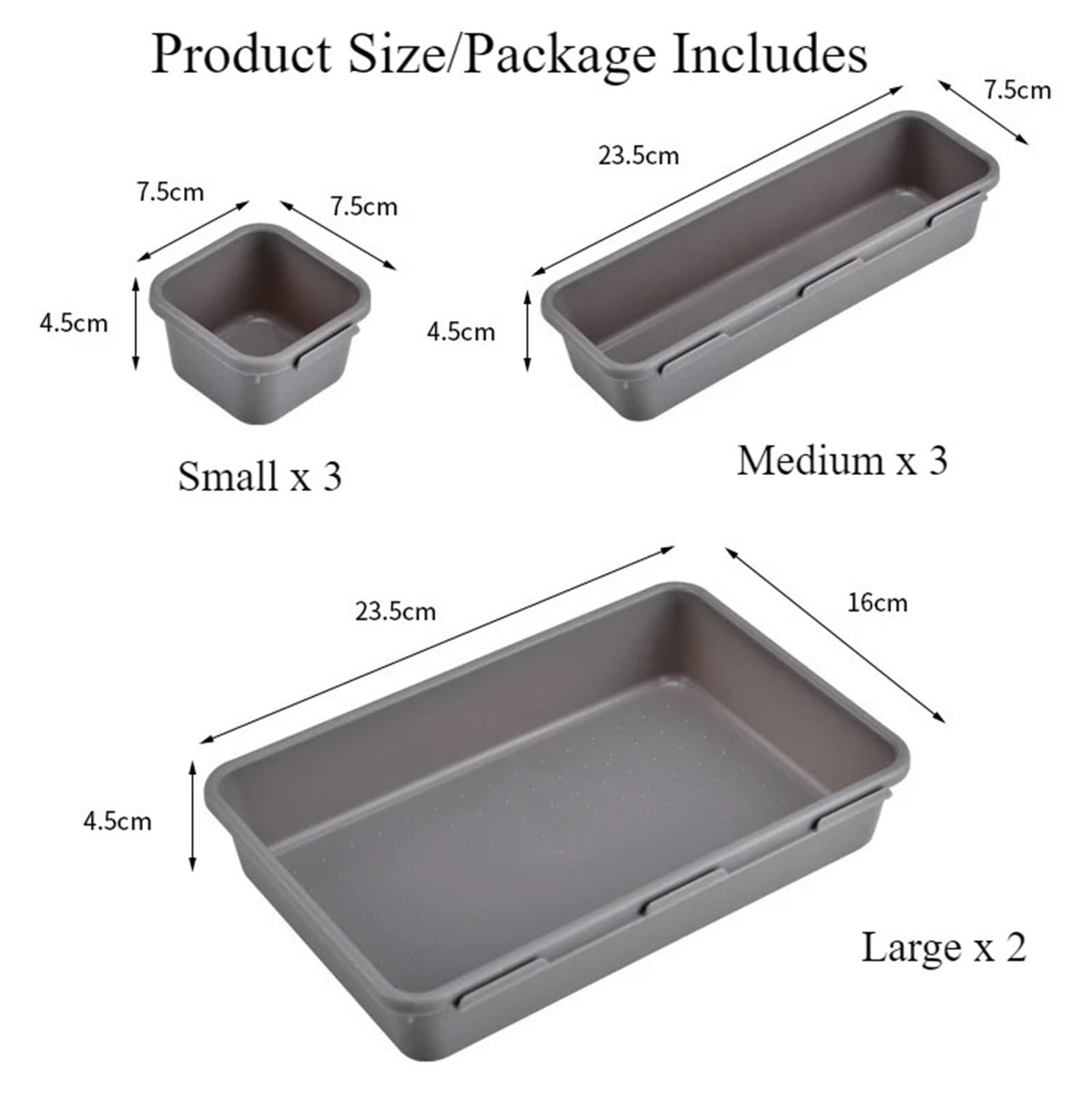 8 Stück verstellbare Schubladen-Organizer-Box-Tabletts Make-up-Kosmetik-Sonstiges-Teilerhalter Küche Badezimmer Schrank Schmuckschatulle Für Schminktisch(White)