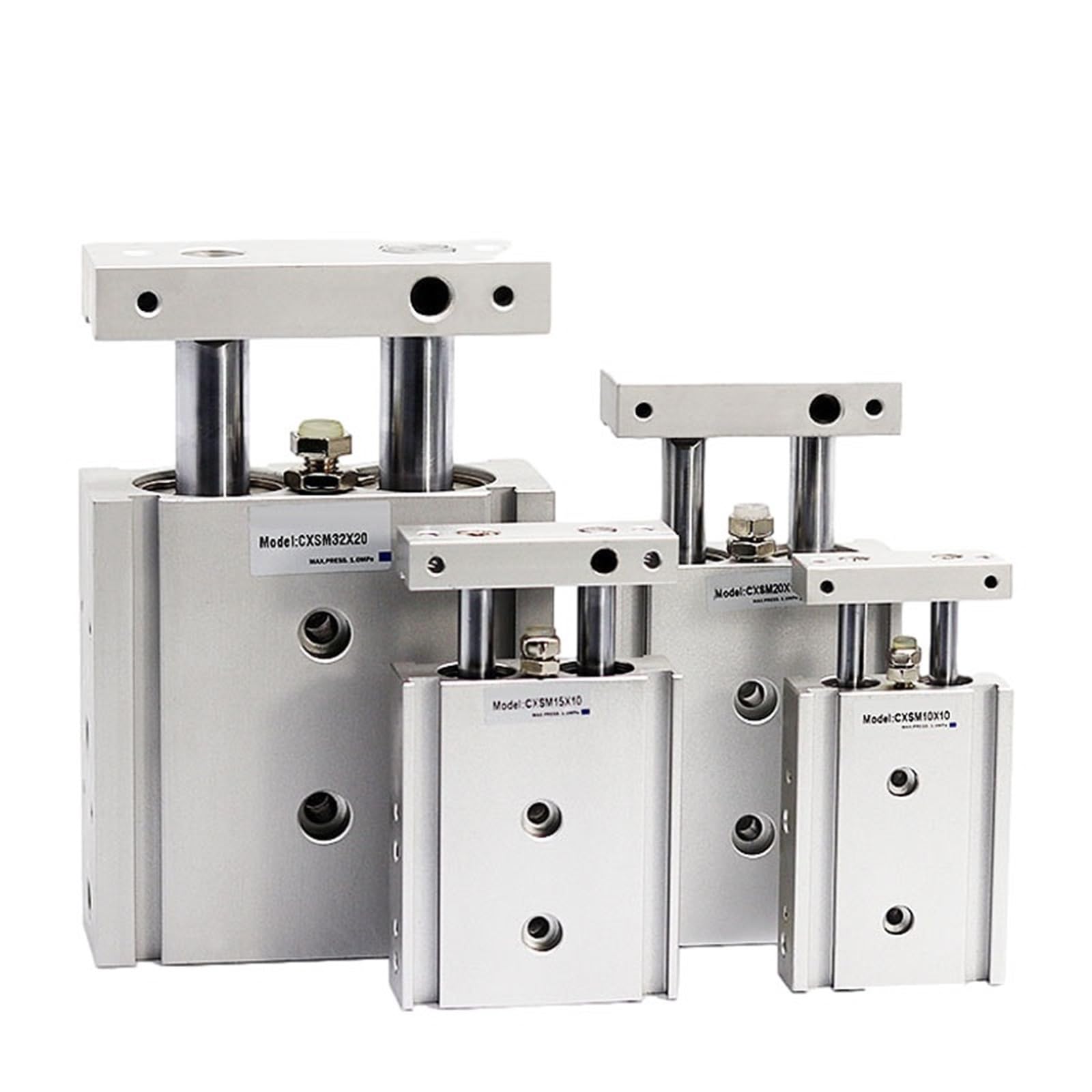 Vérin pneumatique double arbre 25 mm alésage mécanique double tige 20mm