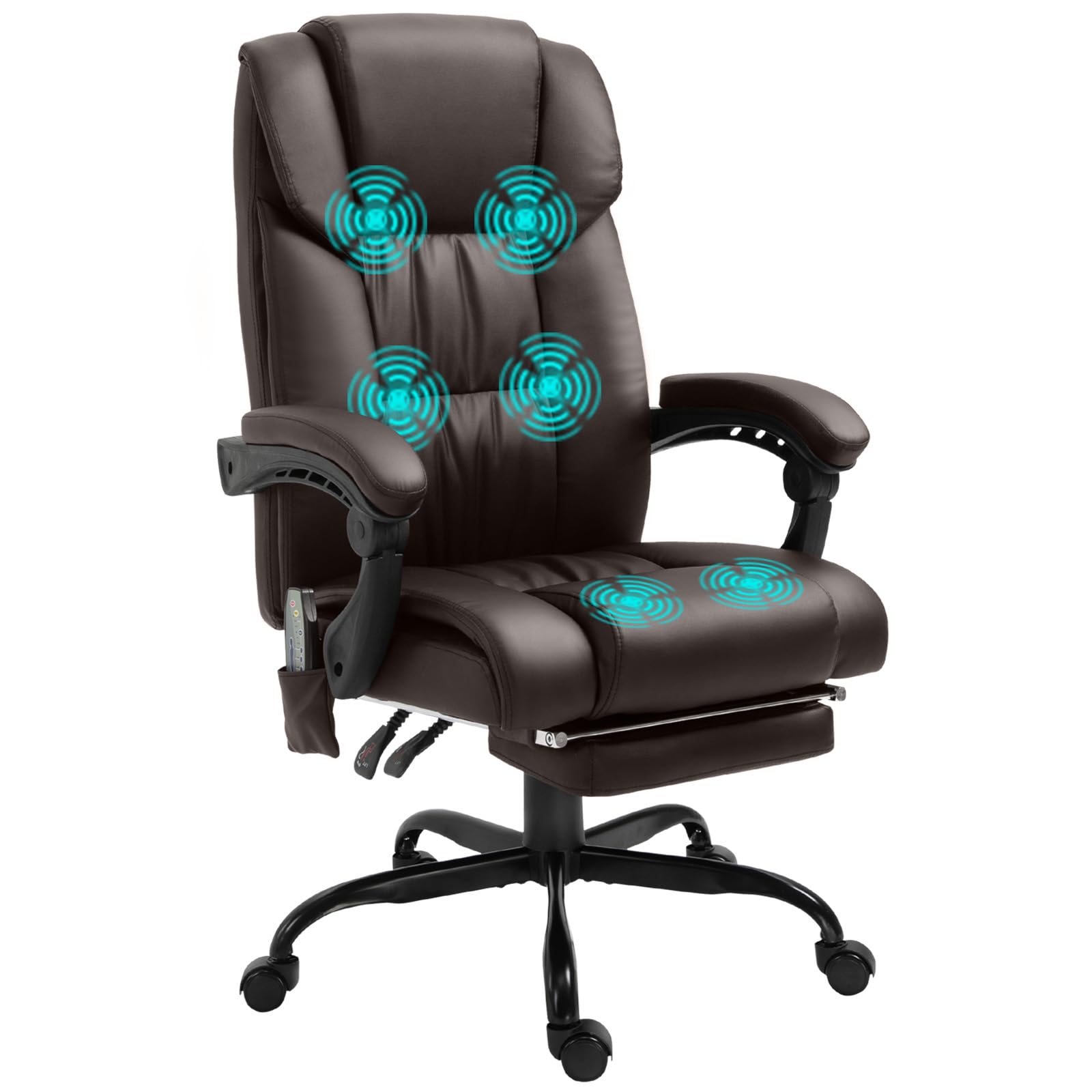 Vinsetto Pu Massage Office Chair Height Adjustable Computer Chair Brown from B&Q