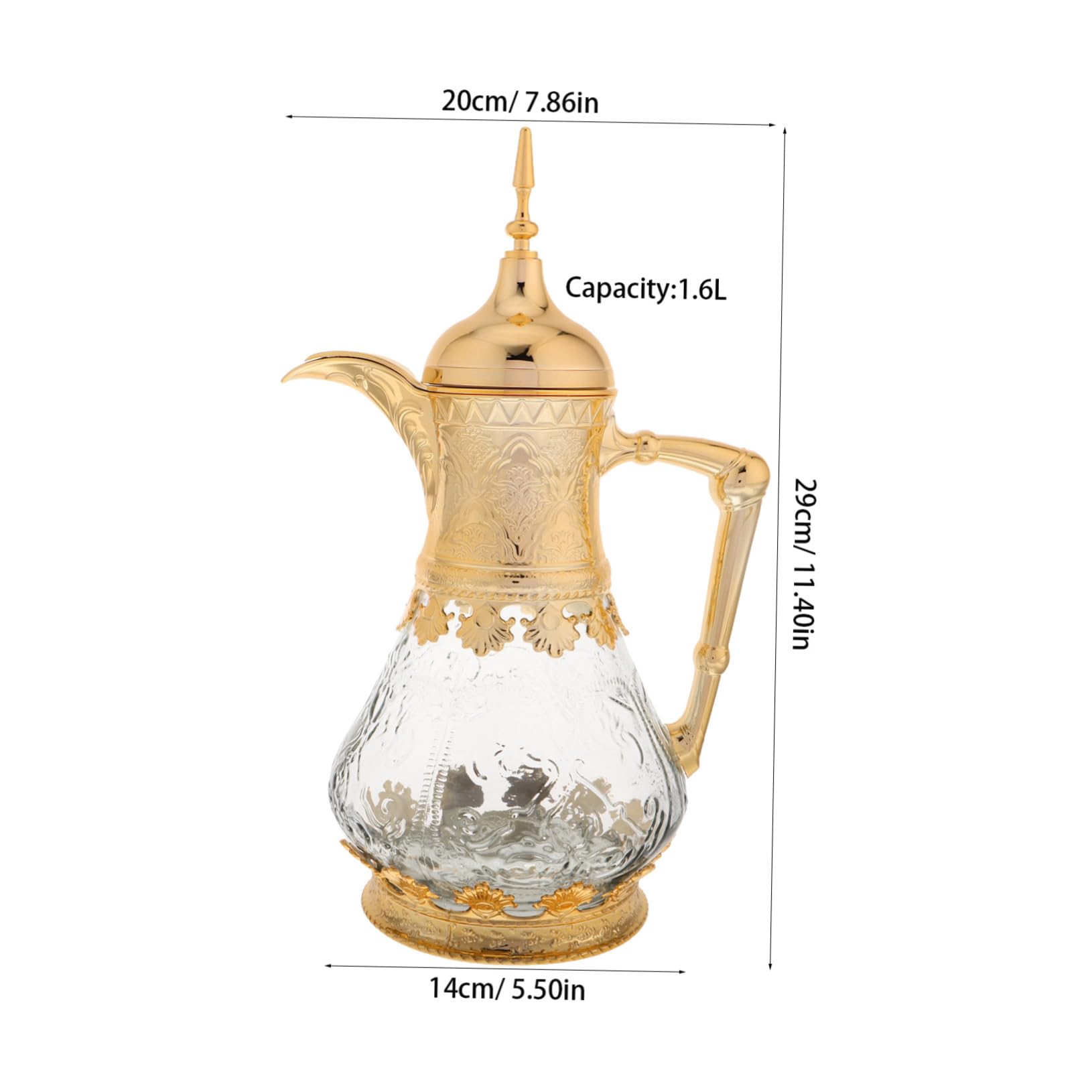 Luxshiny Arabische Glaskaraffe mit Deckel und Ausguss Multifunktionaler Kaltgetränke Servierer aus Glas und Kunststoff im Einzigartigen Orientalischen Design für Partys