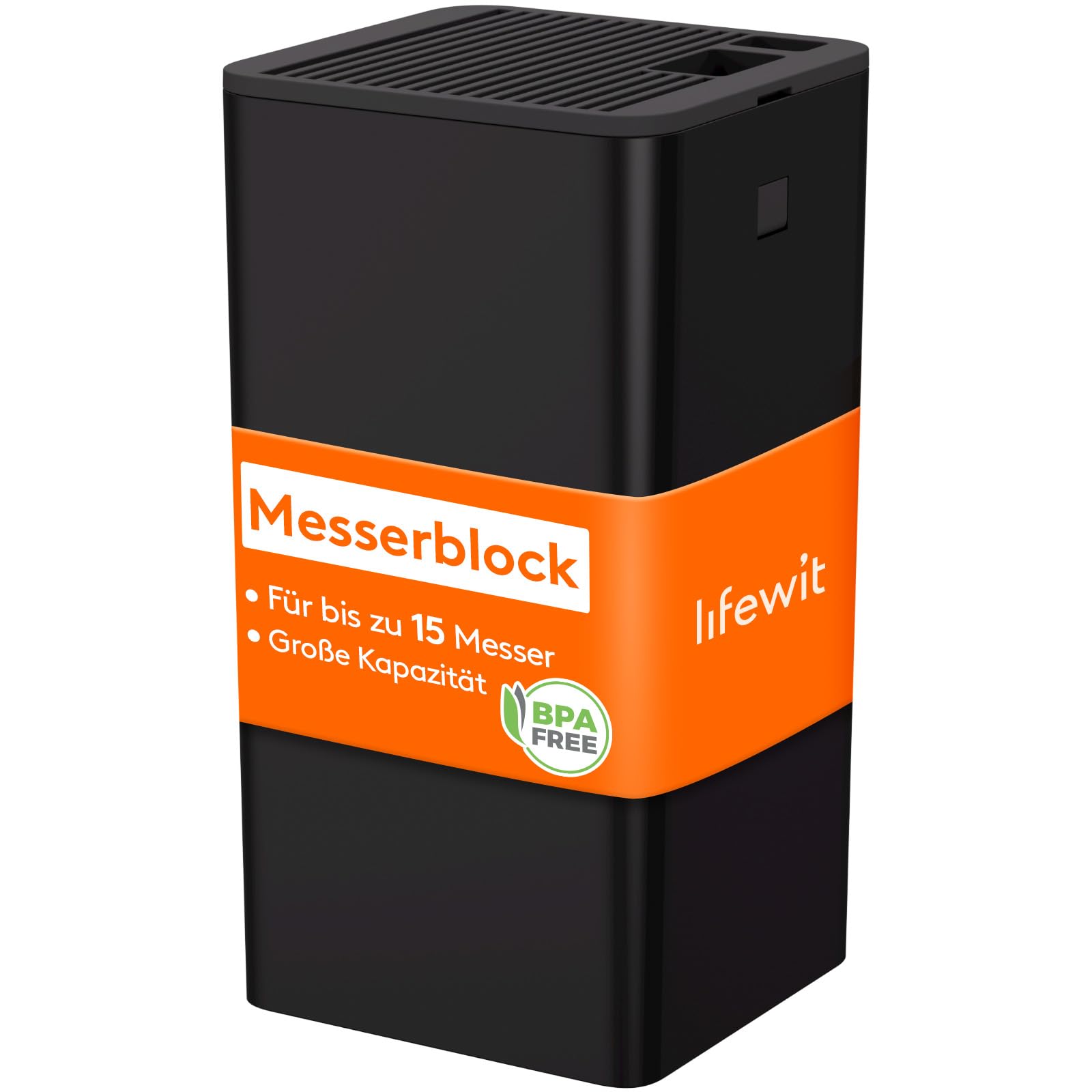 Lifewit Messerblock ohne Messer,Messerhalter für bis zu 15 Messer mit Schlitz für Messerschärfer,Kunststoff Messerständer mit Abflusslöcher, Rutschfeste Füße für Küchenarbeitsplatte,13x12.5x23.5CM