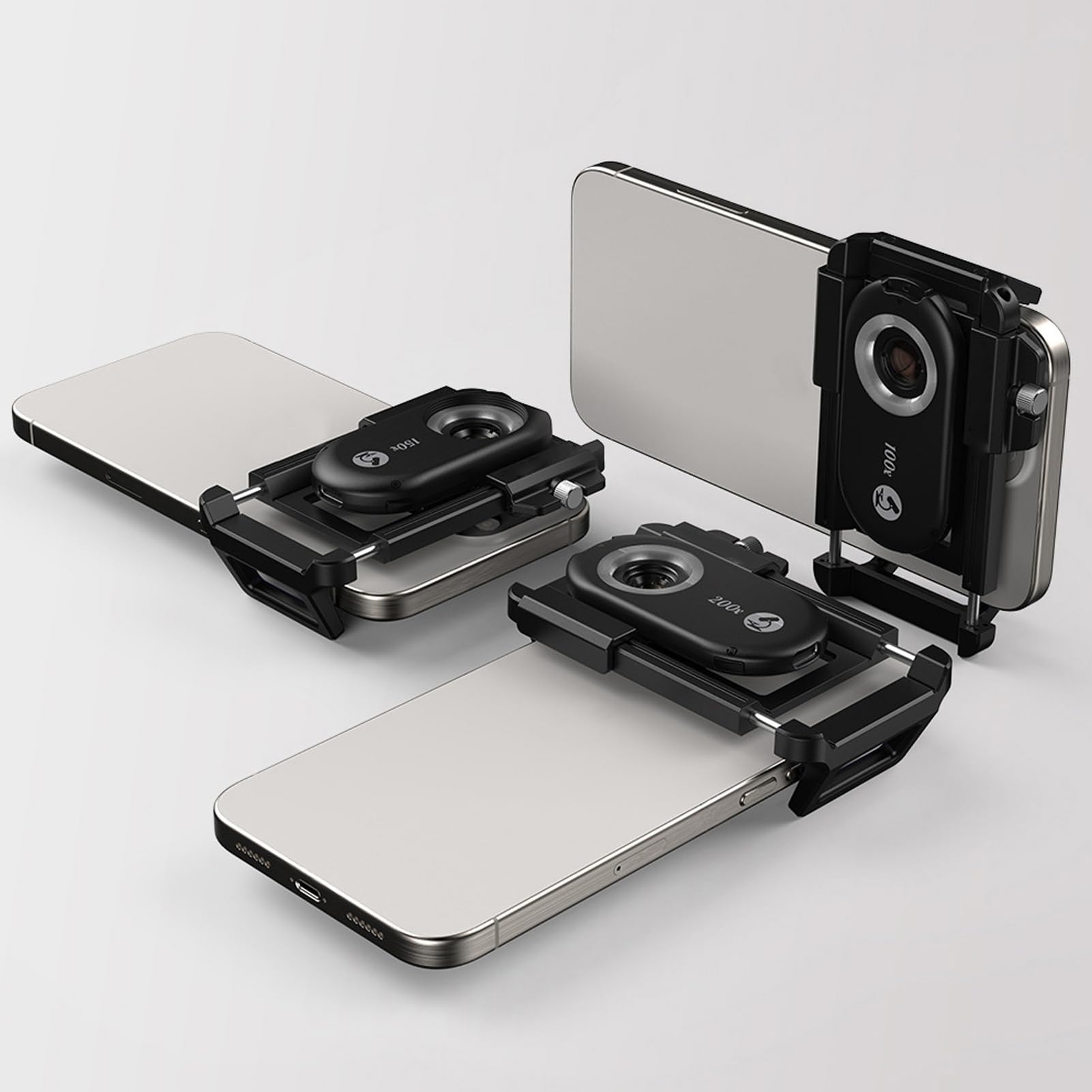Obiettivo Fotocamera Telefono, Obiettivo Macro con Luce LED, 4 Lenti in Vetro Premium, Alta Trasmissione, Filtro CPL, Fotografia Macro Professionale per Telefoni (150X)