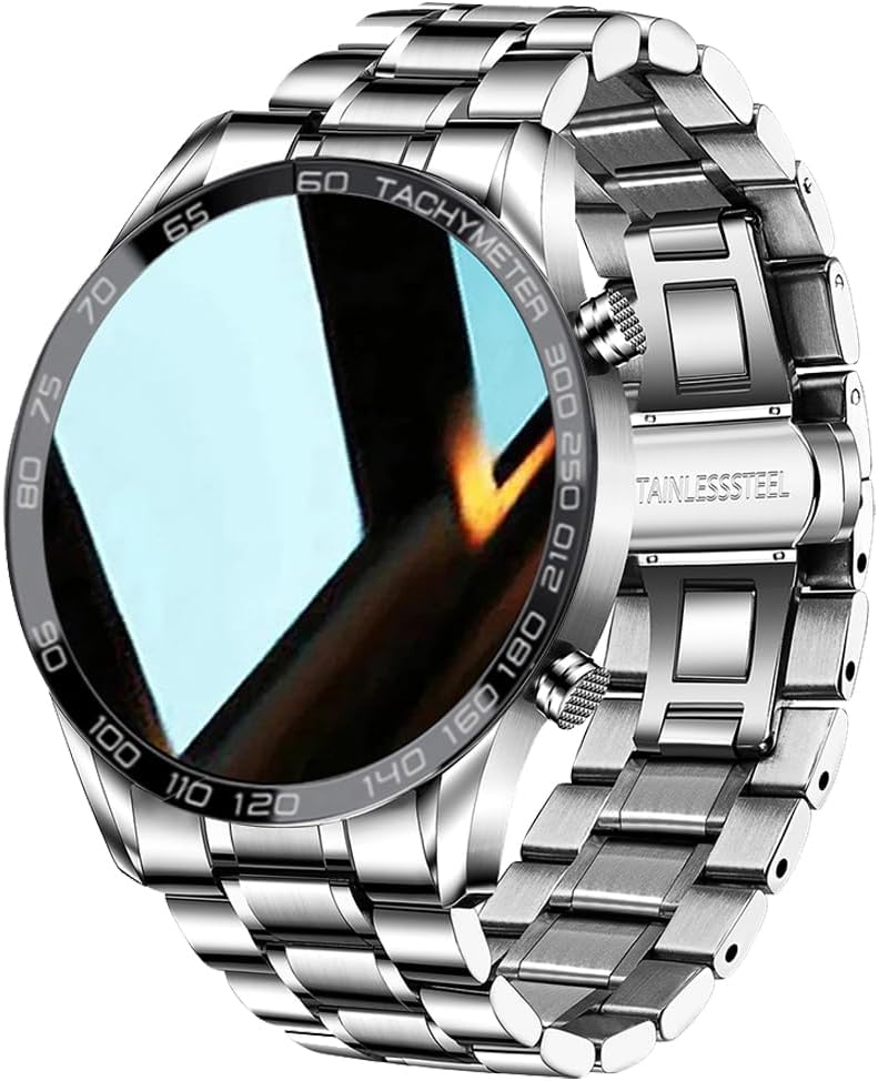 - Men Smart Watch for Android iOS, Bluetooth Calls Voice Chat with Heart Rate/Sleep Monitor Fitness Tracker, 1.3" Full Touch Screen IP67 Waterproof Stainless Steel Activity Tracker for Men