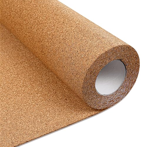 FunStick 91CMx2M Corcho Grande para Fotos Tablón de Anuncios 3mm Rollo Corcho Autoadhesivo Pared Muebles Papel Pintado Madera Autoadhesivo Cocina Tablero de Corchos Pared Manualidades Hogar Comercial