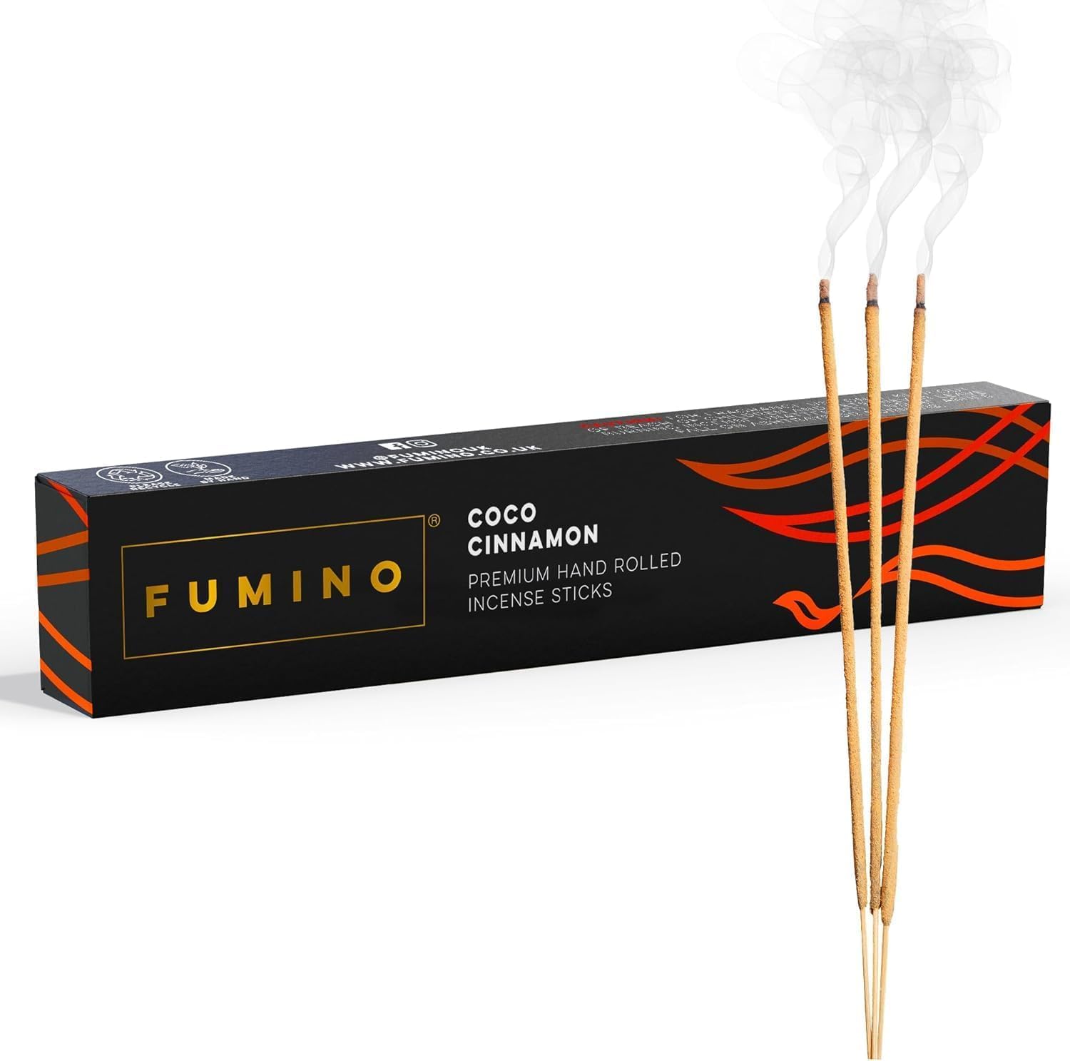 Fumino Black Coco Cinnamon Incense Sticks 14 Pack 15G - Handmade Masala Agarbatti Joss Sticks, Natural Low-Smoke Incense For Relaxation & Meditation, Warm Sweet Spice Scent