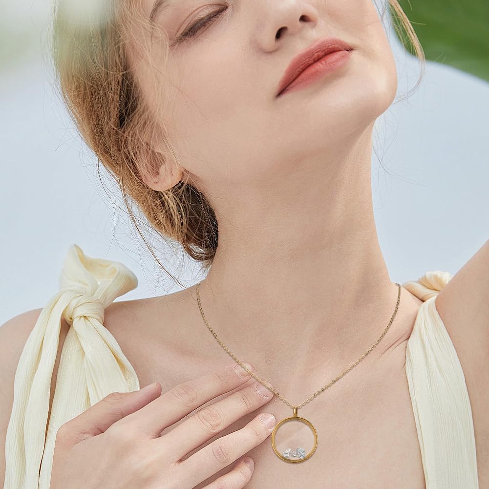 Beebeecraft 1 Box 2Pcs Floating Locket Charms with Glass Round Clear Photo Frame for Memory Picture Pendant Necklace Making - Image 4