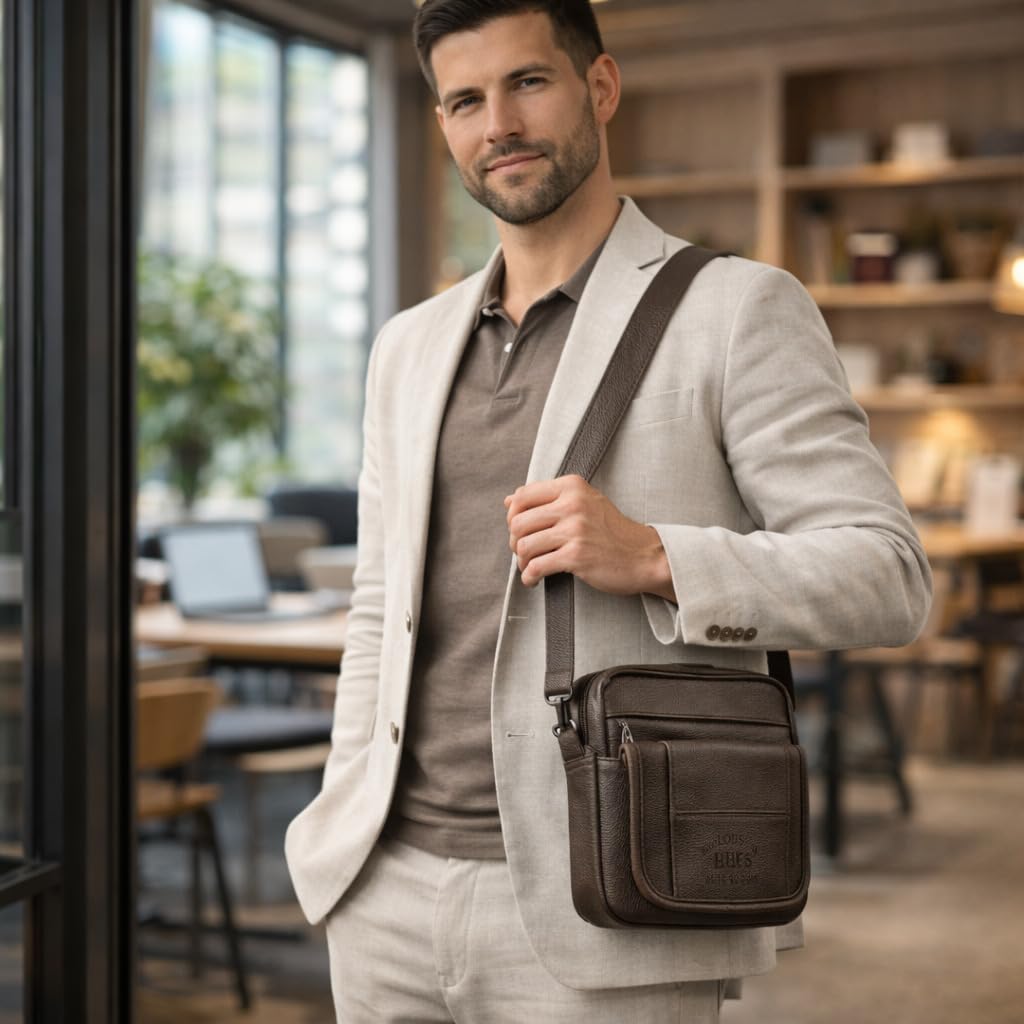Lois - Bolso Hombre Piel Vegana Estilo Moderno, práctico y elegante Bandole