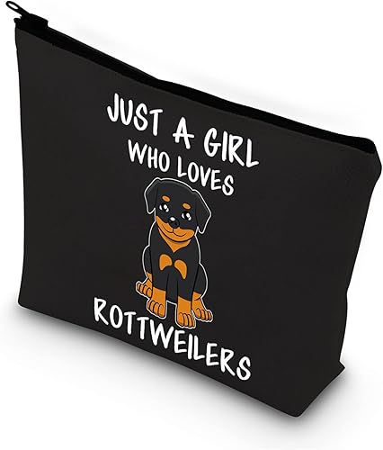 BDPWSS Rottweilers Bolsa de maquillaje para perro, mamá, amante de los perros, regalo Just a Girl Who Loves Rottweilers, Chica ama rottweilers bl