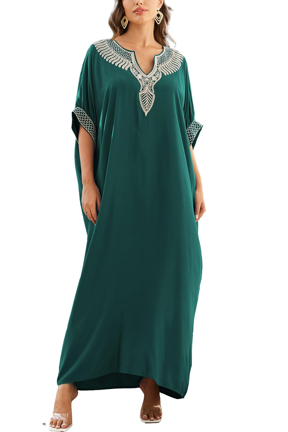 Caftans turcs brodés fendus sur le côté, chemise de nuit spacieuse, robe caftan de plage, bikini, cache-maillot de bain
