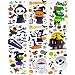 Adesivi di Halloween 9 pezzi Halloween Finestre Vetro Adesivi,DIY Adesivi Murali Rimovibili 3D Impermeabili con scheletri,zucche e pipistrelli, fantasmi, streghe, Gatti ecc
