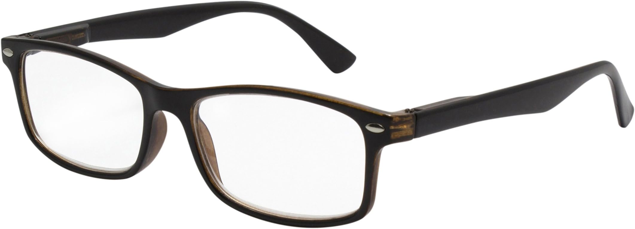TBOC Reading Glasses Eyeglasses Eyewear – Bicolor Black and Brown Frame +3.50 Optical Power for Presbyopia and Eye Strain Vision Plain Lenses Men Women Unisex Spectacles See Glasses