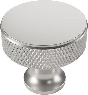 Alzassbg 1.2" Brushed Satin Nickel Round Cabinet Knobs 10 Pack, AL6067SN
