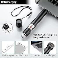 Vista 3 de Cowjag Puntero láser, puntero láser rojo de largo alcance, puntero láser de alta potencia, puntero rojo recargable para senderismo, juguete láser