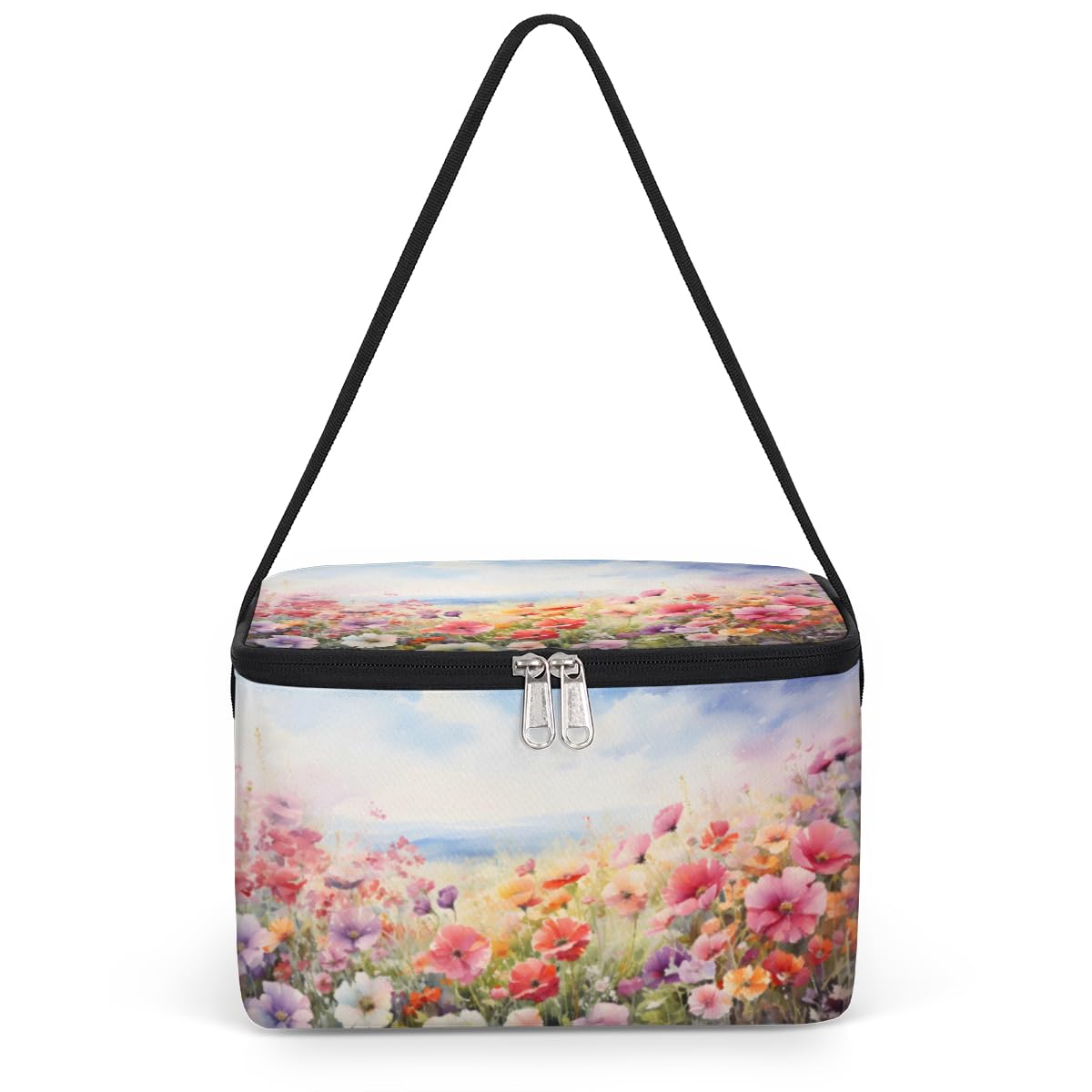 Beauty Floret Lunch Bags for Women Men 9 Cans, Hot & Cold Food Delivery Bag Insulated Grocery Bag Insulated Lunch Box Colorful Flowers Cooler Bag for Office Work Picnic Beach