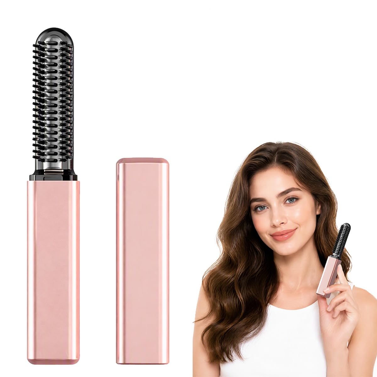 2027 New Mini Cordless Heated Bangs Styling Comb Mini Hair Straightener | Cordless Mini Heated Hair Straightener Brush Portable Rechargeable Hair Styling Comb for Bangs and Volumizing