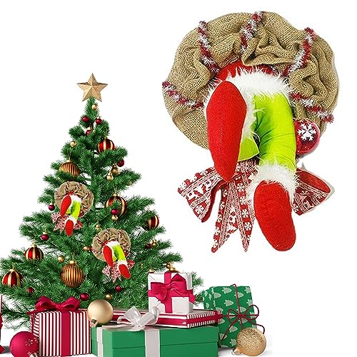 GEERDAN Corona de Navidad, Corona de Papá Noel, Decoraciones de la Corona de Navidad, Corona de Navidad Ladrón, Adornos para el Árbol de Navidad, Guirnaldas Accesorios para el Hogar Decoración
