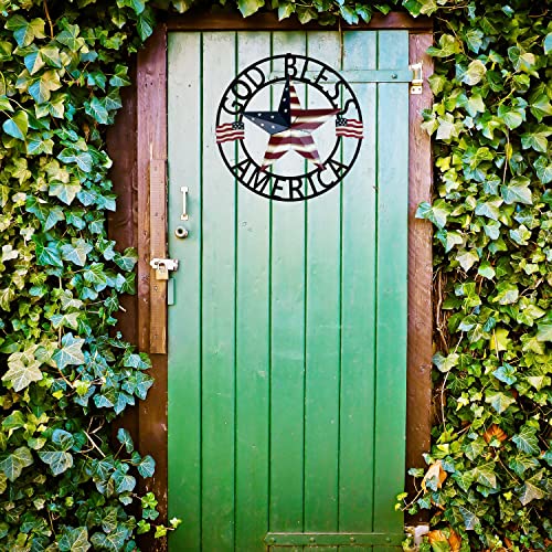 Metal Hanging Rustic Star Welcome Door Wreath,13''X13'',Vintage American Flag Patriotic Decor Front Door Wreaths Garden Shop Welcome Sign Indoor Outdoor Decorations For All Seasons #TOP5