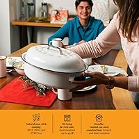 Vista 5 de Granite Ware Tostador ovalado de 15 pulgadas con tapa (blanco moteado) con diseño de acero esmaltado para acomodar hasta 10 libras de aves