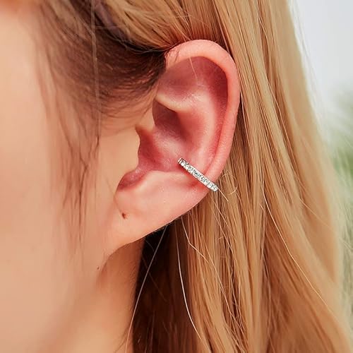 Thunaraz 925 Sterling Silver Ear Cuffs For Women No Piercing Minimalist Helix Cartilage Ear Clip Criss Cross Double Lines Fake Cartilage Piercing 4 Styles #TOP3