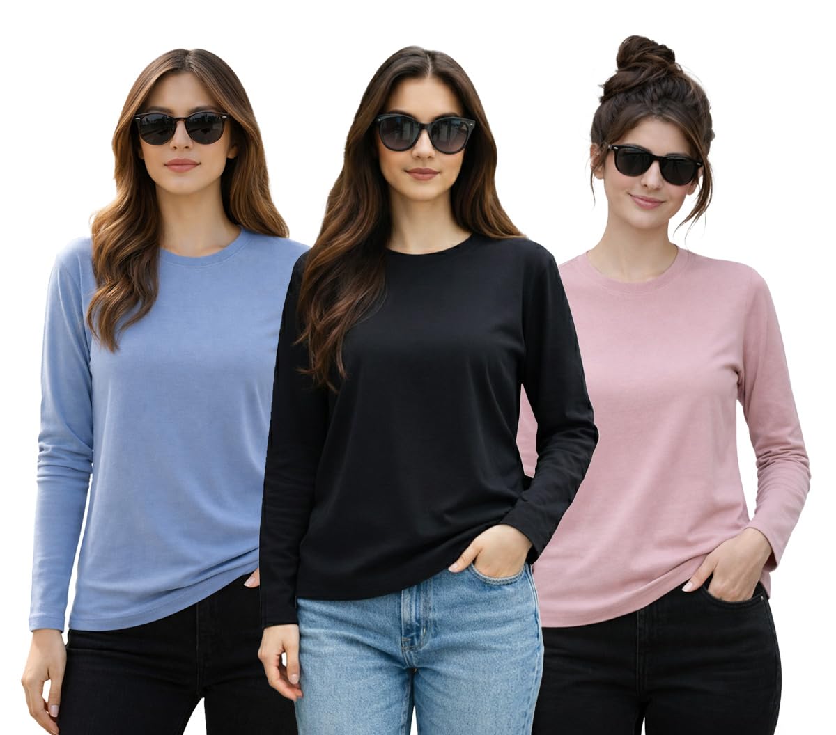 stylense Women’s Regular Fit Plain T-Shirt Spun Cotton Fabric, Soft and Comfortable Everyday Wear (Pack of 3) Size Range S to 2XL-picture-30