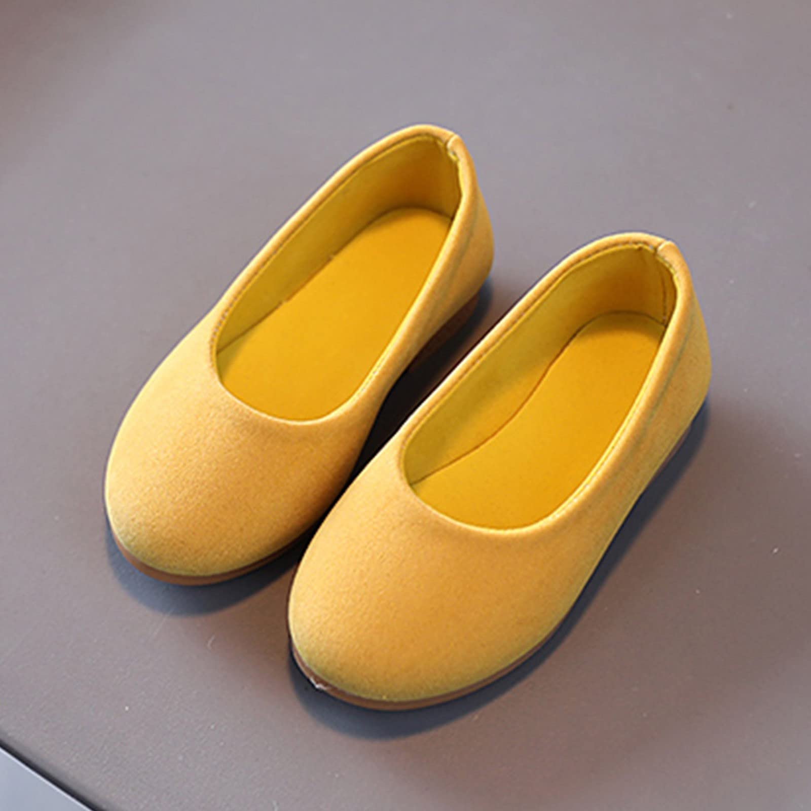Summer and Autumn Fashion Girls Casual Shoes Solid Color Simple Style Flat Lightweight Infant Boy Shoes (Yellow, 6.5 Toddler)