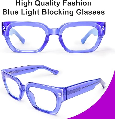 Miniatura 2 de VISOONE Lentes rectangulares retro TR90 con bloqueo de luz azul, para computadora y juegos para mujeres y hombres
